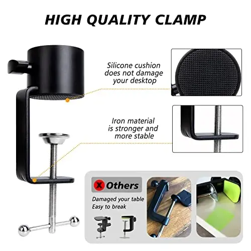 SUNMON Mic Stand Boom Arm - Microphone Arm Compatible with HyperX QuadCast, 360° Rotation Microphone Stand, Weighted Metal Mic Boom Arm for HyperX QuadCast,Blue Yeti,Shure MV7,Rode and Most Gaming - 5