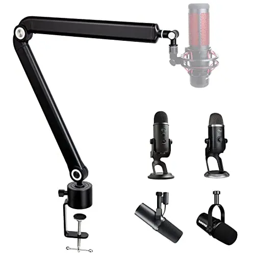 SUNMON Mic Stand Boom Arm - Microphone Arm Compatible with HyperX QuadCast, 360° Rotation Microphone Stand, Weighted Metal Mic Boom Arm for HyperX QuadCast,Blue Yeti,Shure MV7,Rode and Most Gaming - SUNMON