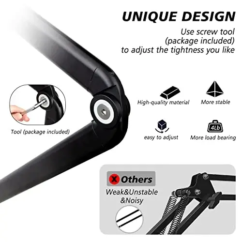 SUNMON Mic Stand Boom Arm - Microphone Arm Compatible with HyperX QuadCast, 360° Rotation Microphone Stand, Weighted Metal Mic Boom Arm for HyperX QuadCast,Blue Yeti,Shure MV7,Rode and Most Gaming - 3