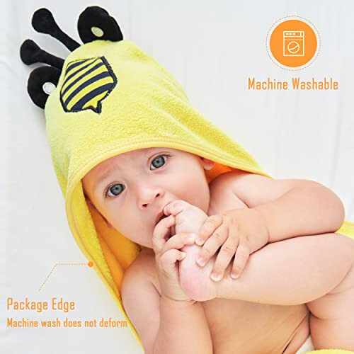 Sunny zzzZZ Baby Hooded Bath Towel and Washcloth Sets, Essentials for Newborn Boy Girl, Shower Gifts Infant Toddler - 2 8 Washcloths Yellow Bee Grey Elephant - 6