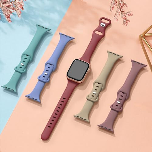 Sunnywoo Silicone Waterproof Band Replacement Wristbands Compatible with Apple Watch Band 38mm 40mm 41mm 42mm 44mm 45mm 49mm for Women, Slim Sport Strap for iWatch Apple Watch Series 9 8 7 6 5 4 3 SE Ultra - 6