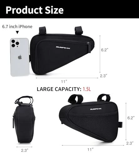 Sunpeak Bike Triangle Bag Bicycle Frame Pack Cycling Accessories Pouch for Cell Phone and Essentials - 5