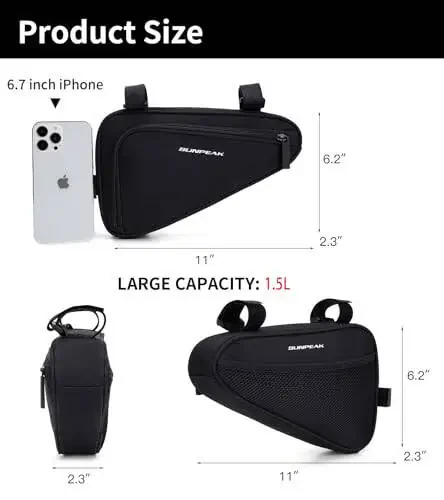 Sunpeak Bike Triangle Bag Bicycle Frame Pack Cycling Accessories Pouch for Cell Phone and Essentials - 5