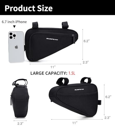 Sunpeak Bike Frame Storage Bag Top Tube Bike Bag Water Resistant Bicycle Triangle Pouch Bike Accessories Bag for Phone Wallet Keys Tools Use for Road Bike MTB Bicycle - 5