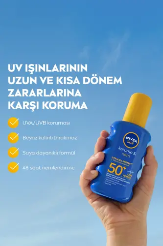 Sunscreen & Moisturizing Spray 200ml, Spf50, Water Resistant, UVA/UVB Protection - 2