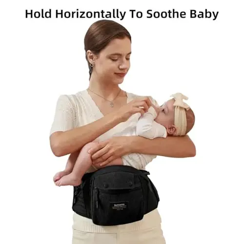 SUNVENO 3'ü 1 Arada Ergonomik Bebek Taşıyıcı, Yeni Doğanlar ve Bebekler için Kalça Oturağı, 20 lbs ve Üzerini Destekler, Tüm Sezon Kullanımı için Geniş Ağırlık Kapasitesi ile Bel ve Sırt Rahatlatma, Siyah - SUNVENO (1)