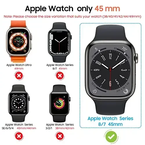 Suoman 3 in 1 Apple Watch Series 9/8/7 45mm suv o'tkazmaydigan g'ilofi, [Anti-Peeping] old maxfiylik temperli shisha ekran himoyachisi + orqa 360° himoya bamper qopqog'i -Qora - 1