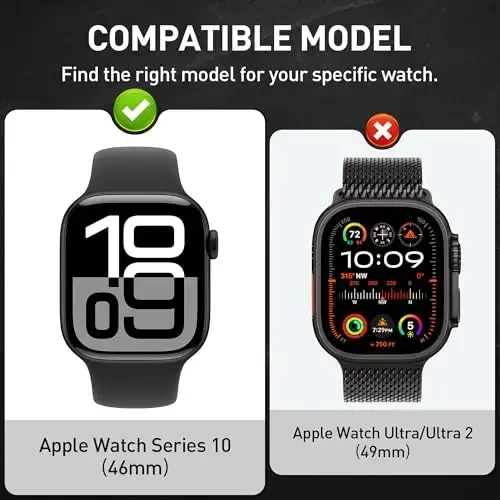 Suoman 3 in 1 for Apple Watch Series 11/10 46mm Waterproof Case, Front Privacy Tempered Glass Screen Protector + Back 360° Protective Bumper Cover -Black - 1