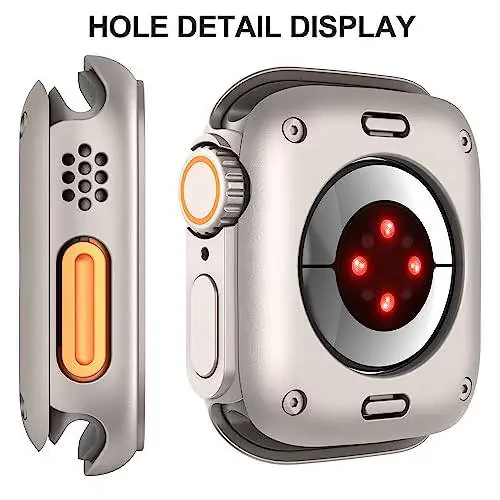 Suoman 3 in 1 for Apple Watch Series 8/7/6/5/4/Series SE 2 44mm Screen Protector Case, [Looks Like Ultra Protector Case] Front and Rear Cover Protector Case for iWatch 44mm (Starlight for iWatch 44mm) - 5