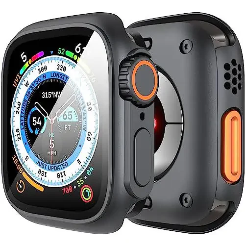 Suoman 3-in-1 for Apple Watch Series 8/7/6/5/4/Series SE 2 44mm Screen Protector Case, [Looks Like Ultra Protector Case]Front and Rear Cover Protector Case for iWatch 44mm (Graphite Black for iWatch 44mm) - 1