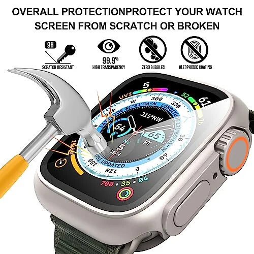 Suoman 3 in 1 for Apple Watch Series 6/5/4/SE 3/SE 2/SE 1 44mm Case, 9H Tempered Glass Screen Protector+ Full Coverage Durable PC Hard Matte Protective Cover Bumper -Starlight - Suoman (1)