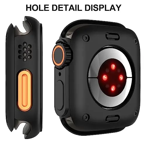 Suoman 3 in 1 for Apple Watch Series 9/8/7/6/5/4/SE 2 45mm Case, 9H Tempered Glass Screen Protector+ Full Coverage Durable PC Hard Matte Protective Cover Bumper -Black - 5