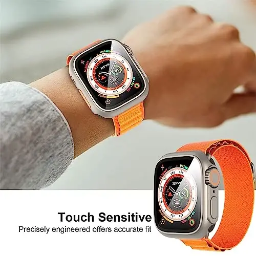 Suoman 3 in 1 for Apple Watch Series 9/8/7/6/5/4/SE 2 45mm Case, 9H Tempered Glass Screen Protector+ Full Coverage Durable PC Hard Matte Protective Cover Bumper -Titanium - 4