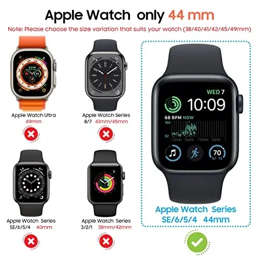 Suoman 3 in 1 for Apple Watch Series 6/5/4/SE 3/SE 2/SE 1 44mm Waterproof Case, [Anti-Peeping] Front Privacy Tempered Glass Screen Protector + Back 360° protective Bumper Cover -Black - SUOMAN
