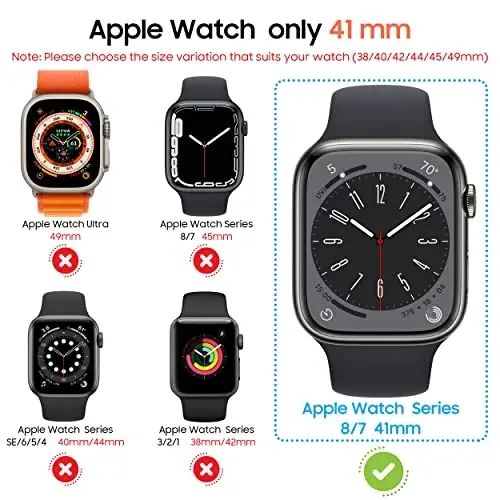 Suoman 3 in 1 for Apple Watch Series9/8/7 41mm Waterproof Case, Front Privacy Tempered Glass Screen Protector + Back 360° Protective Bumper Cover -Black - SUOMAN