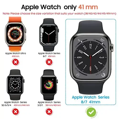 Suoman 3 in 1 for Apple Watch Series9/8/7 41mm Waterproof Case, Front Privacy Tempered Glass Screen Protector + Back 360° Protective Bumper Cover -Black - 1