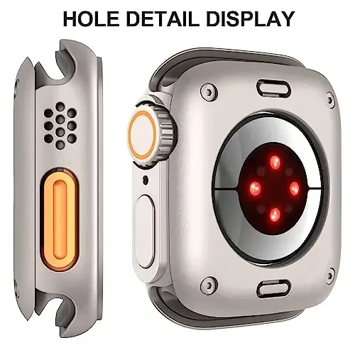 Suoman 3 in 1 for Apple Watch Series 9/8/7/6/5/4/SE 2 45mm Case, 9H Tempered Glass Screen Protector+ Full Coverage Durable PC Hard Matte Protective Cover Bumper -Starlight - 5