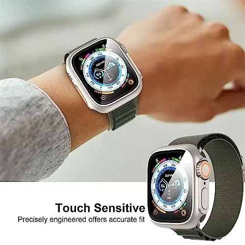 Suoman 3 in 1 for Apple Watch Series 9/8/7/6/5/4/SE 2 45mm Case, 9H Tempered Glass Screen Protector+ Full Coverage Durable PC Hard Matte Protective Cover Bumper -Starlight - 6