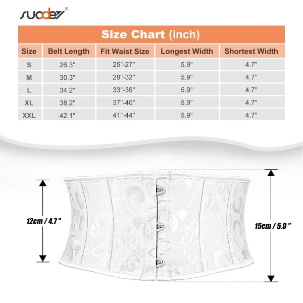 SUOSDEY Women Lace Up Corset Belt White Waist Cincher For Dress - 3