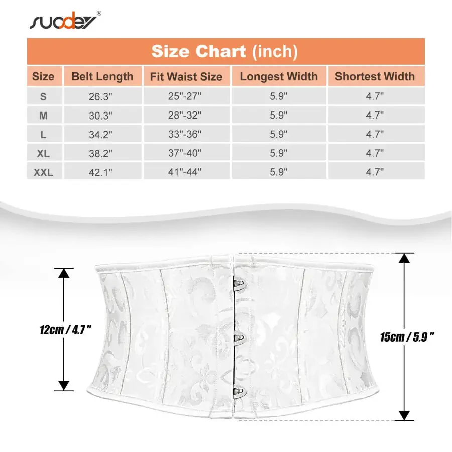 SUOSDEY Women Lace Up Corset Belt White Waist Cincher For Dress - 3