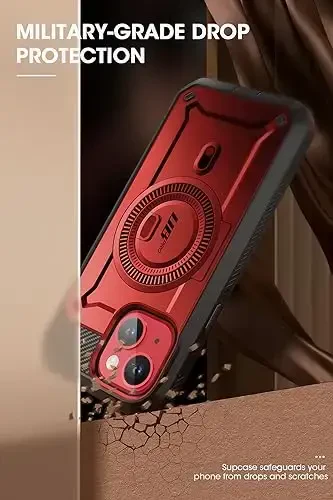 SUPCASE для iPhone 15 Case with Stand (Unicorn Beetle Pro Mag), [Built-in Screen Protector & Belt Clip] [Compatible with MagSafe] Military-Grade Magnetic Phone Case for iPhone 15/14/13, Ruddy - 5