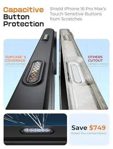 SUPCASE для iPhone 16 Pro Max Кейс с кнопкой управления камерой (Unicorn Beetle Mag), [Совместим с MagSafe] [Военная защита] Тонкий прозрачный магнитный чехол для телефона (черный) - SUPCASE (1)