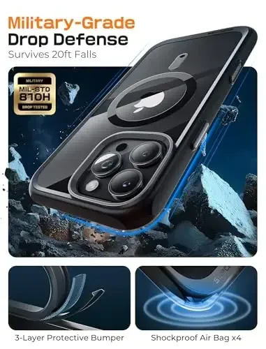 SUPCASE для iPhone 16 Pro Max Кейс с кнопкой управления камерой (Unicorn Beetle Mag), [Совместим с MagSafe] [Военная защита] Тонкий прозрачный магнитный чехол для телефона (черный) - 4