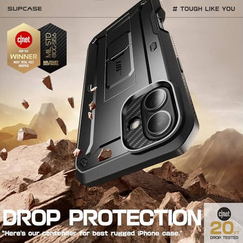 SUPCASE для iPhone 16 с защитой экрана (Unicorn Beetle Pro), [встроенная подставка и зажим для ремня] [военная защита] полноразмерный прочный чехол для телефона iPhone 16 6,1'' 2024, черный - 3