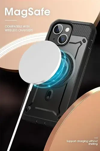 SUPCASE for iPhone 15 Case with Stand (Unicorn Beetle Pro Mag), [Built-in Screen Protector & Belt Clip] [Compatible with MagSafe] Military-Grade Magnetic Phone Case for iPhone 15/14/13, Black - 3