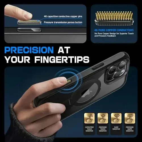 SUPCASE for iPhone 16 Pro Max Case with Camera Control Capture Button (Unicorn Beetle Mag), [Built-in Stand] [Compatible with MagSafe] [Military-Grade Protection] Slim Clear Magnetic Phone Case, Dark - 3