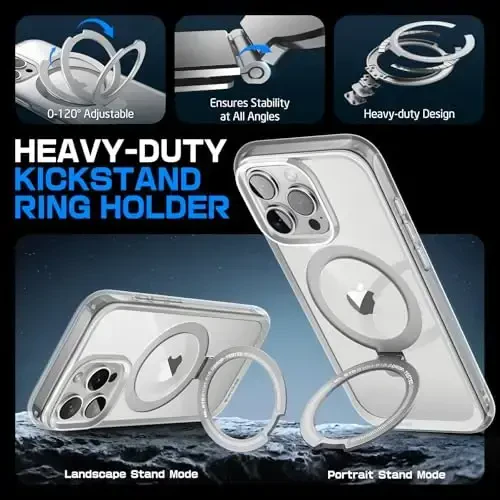 SUPCASE for iPhone 16 Pro Max Case with Camera Control Capture Button (Unicorn Beetle Mag), [Compatible with MagSafe] [Military-Grade Protection] Slim Clear Magnetic Phone Case (Crystal) - 6