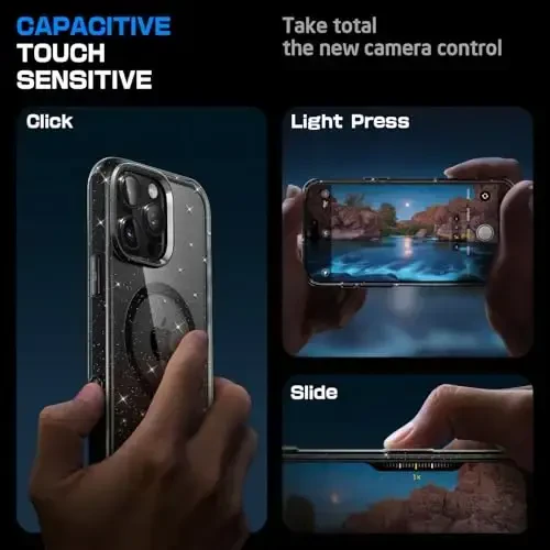 SUPCASE for iPhone 16 Pro Max Case with Camera Control Capture Button (Unicorn Beetle Mag), [MagSafe bilan mos] [Harbiy darajadagi himoya] Yengil shaffof magnitli telefon qutisi (GlitterBlack) - 2