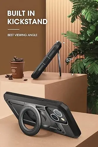 SUPCASE for iPhone 15 Case with Stand (Unicorn Beetle Pro Mag), [Built-in Screen Protector & Belt Clip] [Compatible with MagSafe] Military-Grade Magnetic Phone Case for iPhone 15/14/13, Black - 4