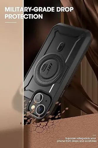 SUPCASE for iPhone 15 Case with Stand (Unicorn Beetle Pro Mag), [Built-in Screen Protector & Belt Clip] [Compatible with MagSafe] Military-Grade Magnetic Phone Case for iPhone 15/14/13, Black - 5