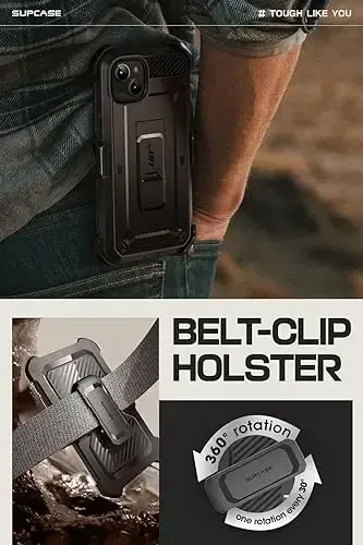 SUPCASE iPhone 15 учун корғаш учун, [Unicorn Beetle Pro] [Қурилма ичидаги қўллаб-қувватлаш ва камар банди] [Ҳарбий даражали муҳофаза] 360 тўла тана ҳақиқий ғоят тизимли телефон учун қопқоқ iPhone 15 (2023), Қора - 6