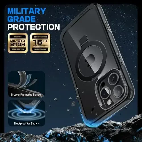 SUPCASE for iPhone 16 Pro Max Case with Camera Control Capture Button (Unicorn Beetle Mag), [Built-in Stand] [Compatible with MagSafe] [Military-Grade Protection] Slim Clear Magnetic Phone Case, Dark - 5