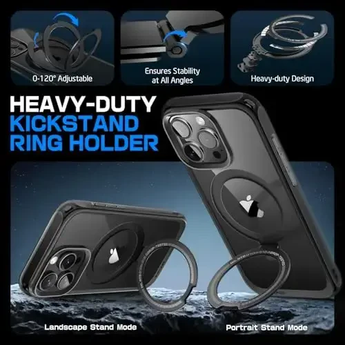 SUPCASE for iPhone 16 Pro Max Case with Camera Control Capture Button (Unicorn Beetle Mag), [Built-in Stand] [Compatible with MagSafe] [Military-Grade Protection] Slim Clear Magnetic Phone Case, Dark - 6