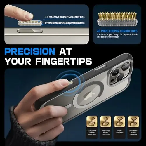 SUPCASE iPhone 16 Pro Max uchun g‘ilof, Kamera boshqaruv datchigi tugmasi bilan (Unicorn Beetle Mag), [MagSafe bilan mos] [Harbiy darajadagi himoya] Yupqa shaffof magnitli telefon g‘ilofi (Kulrang) - 3