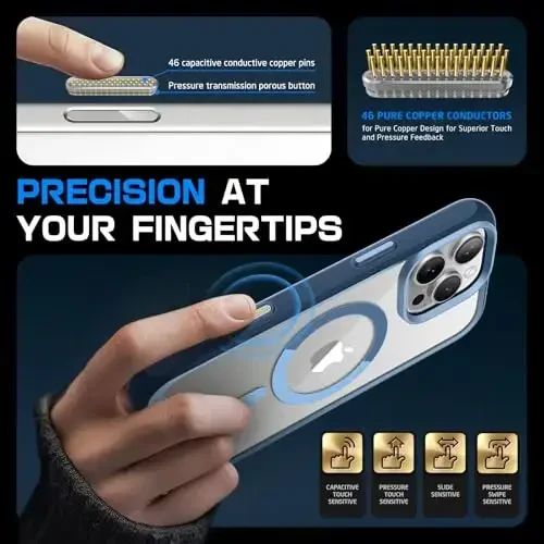 SUPCASE iPhone 16 Pro Max uchun g‘ilof Kamera boshqaruvining suratga olish tugmasi (Unicorn Beetle Mag), [MagSafe bilan mos] [Harbiy darajadagi himoya] Yengil shaffof magnitli telefon g‘ilofi (Azure) - 3