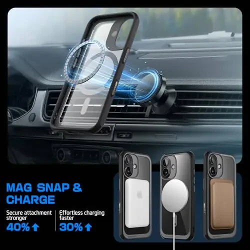 SUPCASE iPhone 16 uchun Kamera boshqaruv tugmachasi bilan g'ilof (Unicorn Beetle Mag), [MagSafe bilan mos] iPhone 16 6.1'' 2024 uchun ingichka zarbga chidamli magnit telefon g'ilofi, Qora - 2