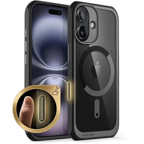 SUPCASE iPhone 16 uchun Kamera boshqaruv tugmachasi bilan g'ilof (Unicorn Beetle Mag), [MagSafe bilan mos] iPhone 16 6.1'' 2024 uchun ingichka zarbga chidamli magnit telefon g'ilofi, Qora - 5