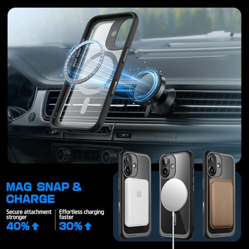 SUPCASE iPhone 16 uchun Kamera boshqaruv tugmachasi bilan g'ilof (Unicorn Beetle Mag), [MagSafe bilan mos] iPhone 16 6.1'' 2024 uchun ingichka zarbga chidamli magnit telefon g'ilofi, Qora - SUPCASE (1)