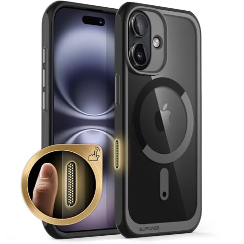 SUPCASE iPhone 16 uchun Kamera boshqaruv tugmachasi bilan g'ilof (Unicorn Beetle Mag), [MagSafe bilan mos] iPhone 16 6.1'' 2024 uchun ingichka zarbga chidamli magnit telefon g'ilofi, Qora - 5