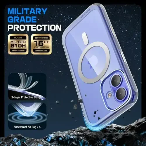 SUPCASE iPhone 16 uchun kamera boshqaruv tugmachasiga ega g'ilof (Unicorn Beetle Mag), [MagSafe bilan mos keladi] iPhone 16 6.1'' 2024 uchun yupqa zarbaga chidamli magnit telefon g'ilofi, shaffof - 6