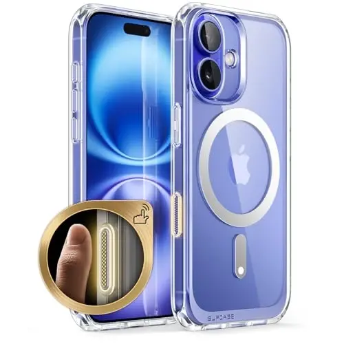 SUPCASE iPhone 16 uchun kamera boshqaruv tugmachasiga ega g'ilof (Unicorn Beetle Mag), [MagSafe bilan mos keladi] iPhone 16 6.1'' 2024 uchun yupqa zarbaga chidamli magnit telefon g'ilofi, shaffof 