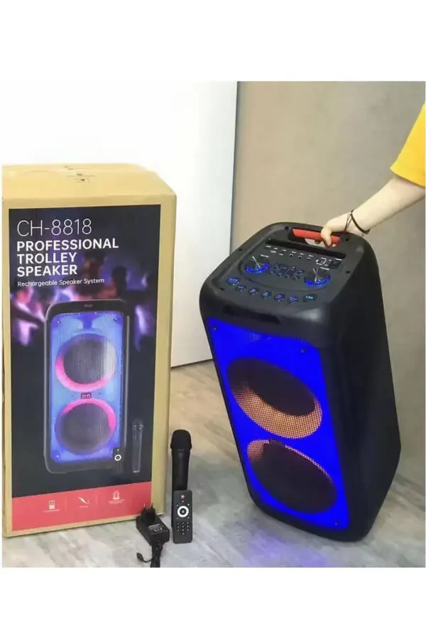 Супер Bass Большая Bluetooth Колонка с LED подсветкой и беспроводным микрофоном для караоке - 6