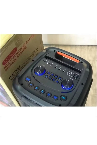 Süper Bass Büyük Boy Bluetooth Hoparlör Led Işıklı Hoparlör Kablosuz Mikrofonlu Karaoke Speaker - 5