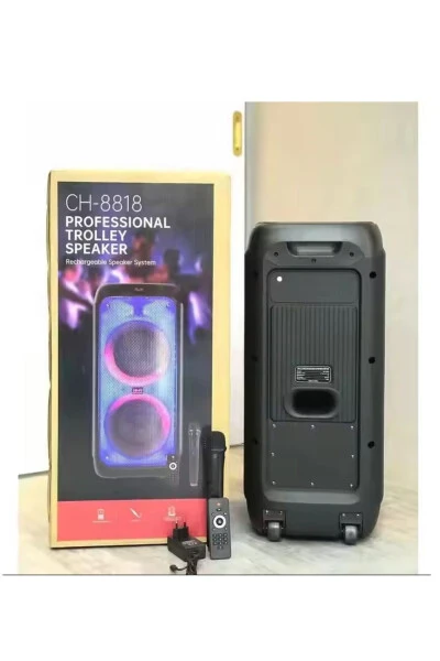 Süper Bass Büyük Boy Bluetooth Hoparlör Led Işıklı Hoparlör Kablosuz Mikrofonlu Karaoke Speaker - 7