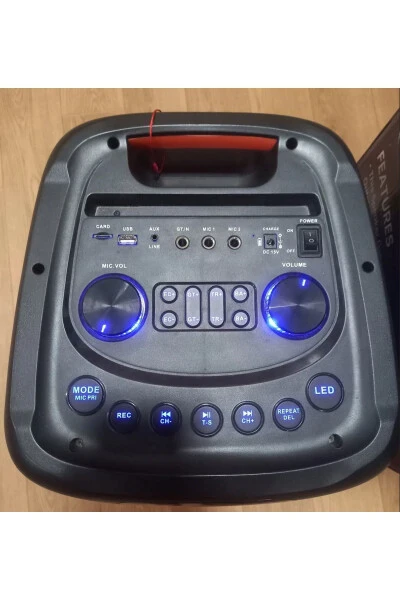 Süper Bass Büyük Boy Bluetooth Hoparlör Led Işıklı Hoparlör Kablosuz Mikrofonlu Karaoke Speaker - 8