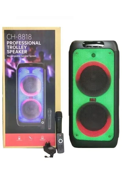 Super Bass Large Bluetooth Speaker LED Light Speaker Wireless Microphone Karaoke Speaker - 2